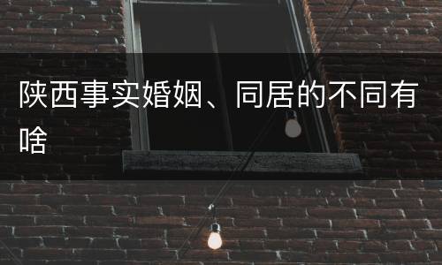 陕西事实婚姻、同居的不同有啥