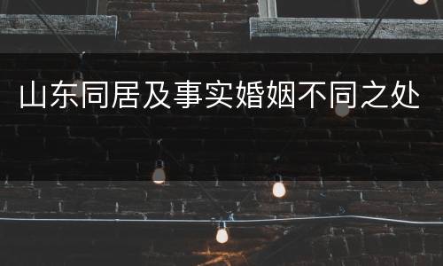 山东同居及事实婚姻不同之处