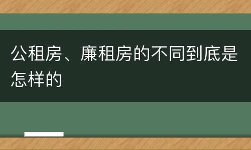 公租房、廉租房的不同到底是怎样的