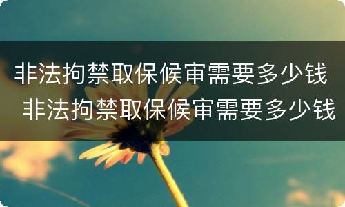 非法拘禁取保候审需要多少钱 非法拘禁取保候审需要多少钱呢