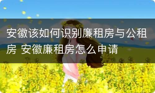 安徽该如何识别廉租房与公租房 安徽廉租房怎么申请