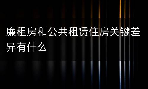廉租房和公共租赁住房关键差异有什么