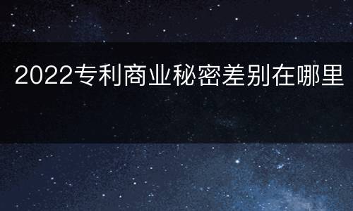 2022专利商业秘密差别在哪里
