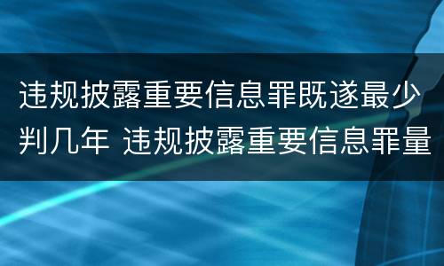 违规披露重要信息罪既遂最少判几年 违规披露重要信息罪量刑