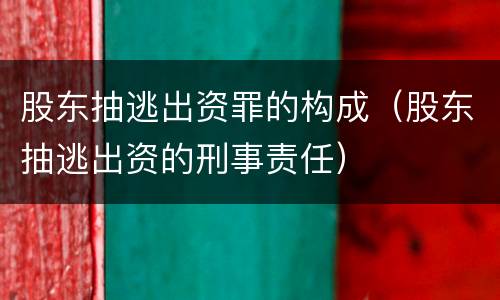 股东抽逃出资罪的构成（股东抽逃出资的刑事责任）