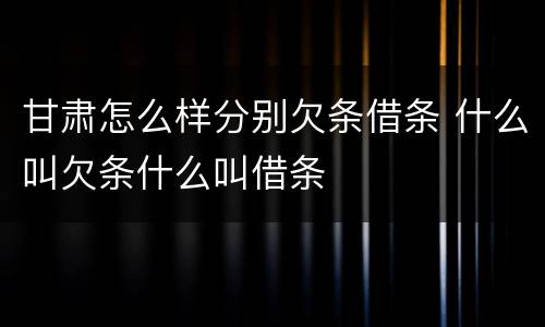 甘肃怎么样分别欠条借条 什么叫欠条什么叫借条