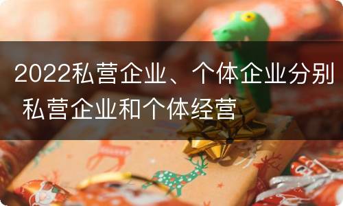 2022私营企业、个体企业分别 私营企业和个体经营