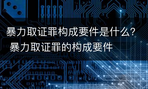 暴力取证罪构成要件是什么？ 暴力取证罪的构成要件