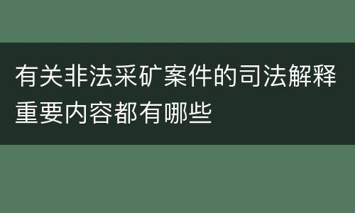 有关非法采矿案件的司法解释重要内容都有哪些