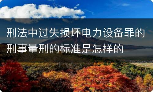 刑法中过失损坏电力设备罪的刑事量刑的标准是怎样的
