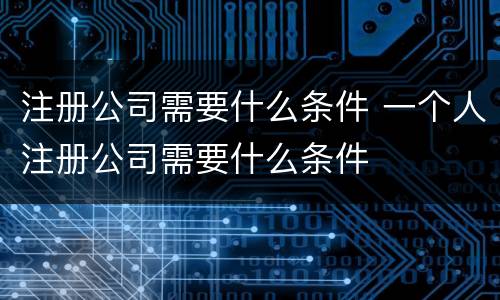注册公司需要什么条件 一个人注册公司需要什么条件