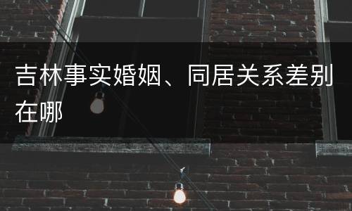吉林事实婚姻、同居关系差别在哪