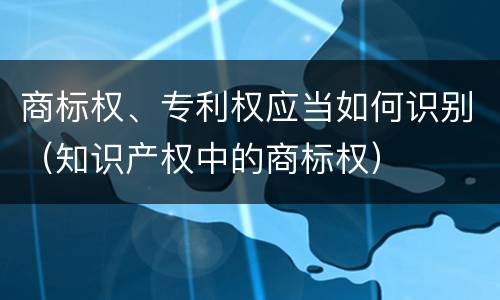 商标权、专利权应当如何识别（知识产权中的商标权）