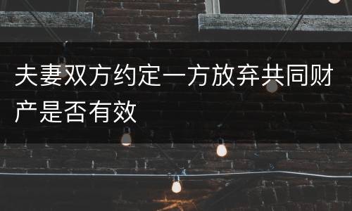 夫妻双方约定一方放弃共同财产是否有效