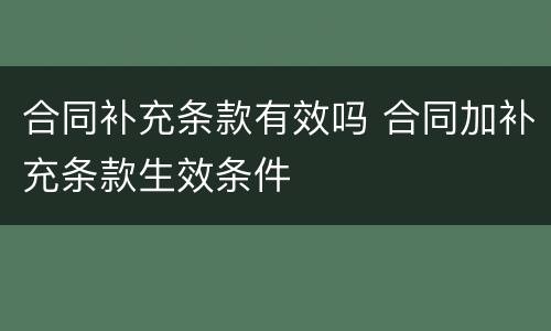 合同补充条款有效吗 合同加补充条款生效条件