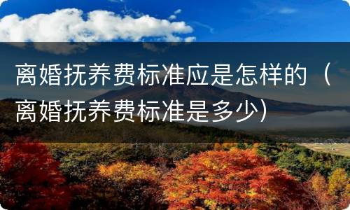 离婚抚养费标准应是怎样的（离婚抚养费标准是多少）