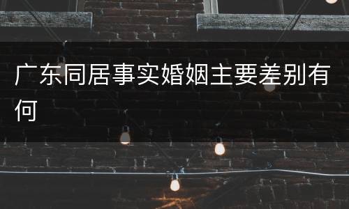 广东同居事实婚姻主要差别有何