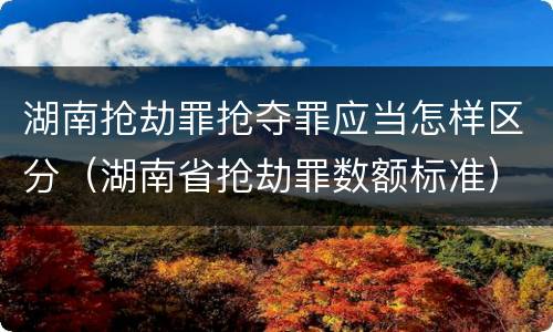 湖南抢劫罪抢夺罪应当怎样区分（湖南省抢劫罪数额标准）
