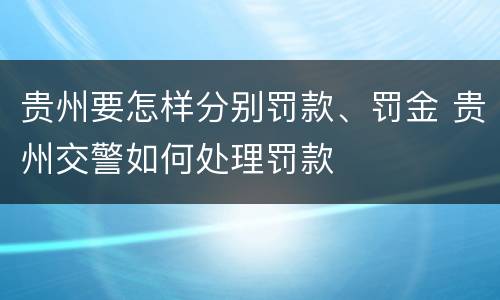 贵州要怎样分别罚款、罚金 贵州交警如何处理罚款
