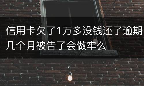 信用卡欠了1万多没钱还了逾期几个月被告了会做牢么