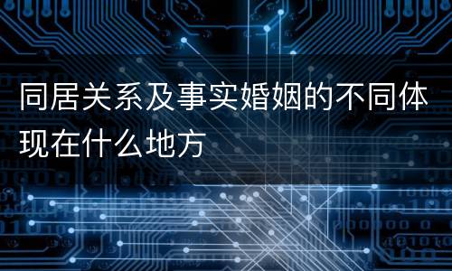 同居关系及事实婚姻的不同体现在什么地方