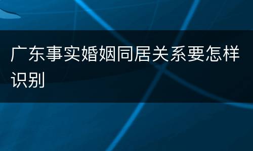 广东事实婚姻同居关系要怎样识别