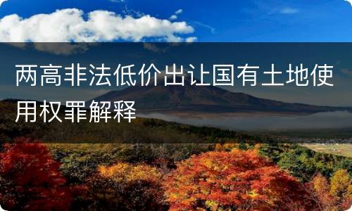 两高非法低价出让国有土地使用权罪解释