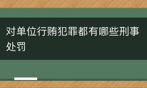 对单位行贿犯罪都有哪些刑事处罚