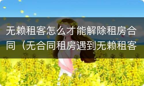 无赖租客怎么才能解除租房合同（无合同租房遇到无赖租客法律）