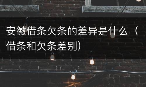 安徽借条欠条的差异是什么（借条和欠条差别）