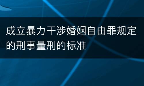 成立暴力干涉婚姻自由罪规定的刑事量刑的标准