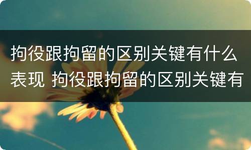 拘役跟拘留的区别关键有什么表现 拘役跟拘留的区别关键有什么表现和影响