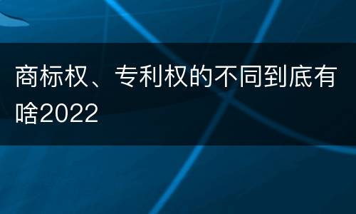 商标权、专利权的不同到底有啥2022
