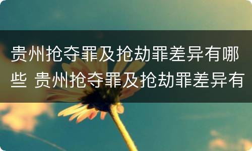 贵州抢夺罪及抢劫罪差异有哪些 贵州抢夺罪及抢劫罪差异有哪些处罚