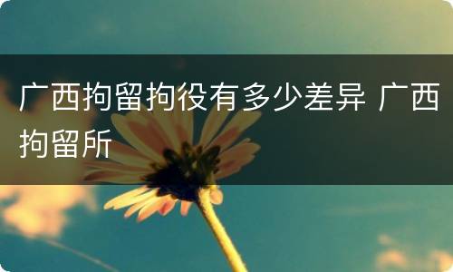 广西拘留拘役有多少差异 广西拘留所