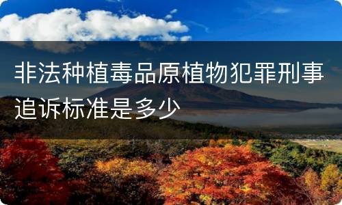 非法种植毒品原植物犯罪刑事追诉标准是多少