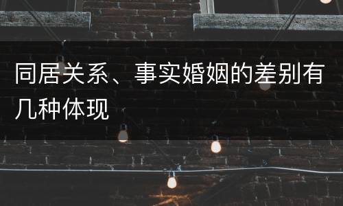 同居关系、事实婚姻的差别有几种体现