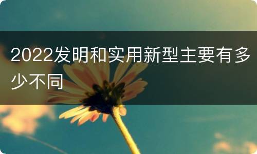 2022发明和实用新型主要有多少不同