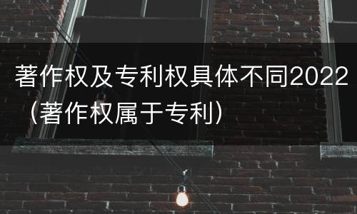 著作权及专利权具体不同2022（著作权属于专利）