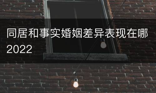 同居和事实婚姻差异表现在哪2022