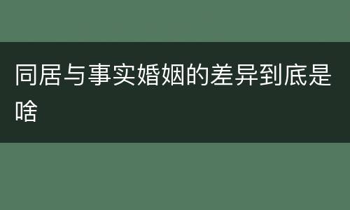 同居与事实婚姻的差异到底是啥