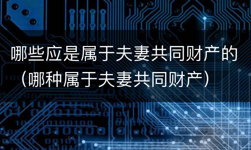 哪些应是属于夫妻共同财产的（哪种属于夫妻共同财产）