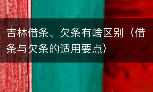吉林借条、欠条有啥区别（借条与欠条的适用要点）