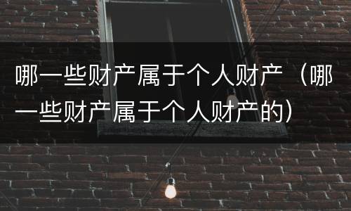 哪一些财产属于个人财产（哪一些财产属于个人财产的）