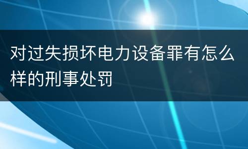 对过失损坏电力设备罪有怎么样的刑事处罚