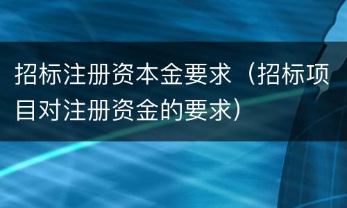 招标注册资本金要求（招标项目对注册资金的要求）