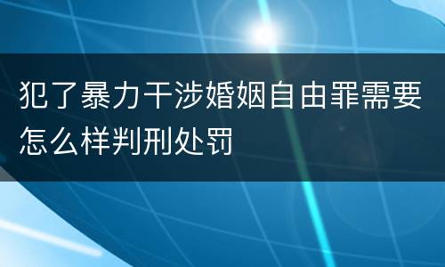 犯了暴力干涉婚姻自由罪需要怎么样判刑处罚