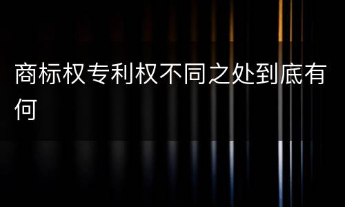 商标权专利权不同之处到底有何