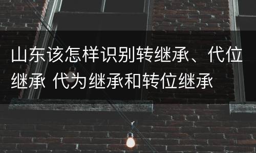 山东该怎样识别转继承、代位继承 代为继承和转位继承