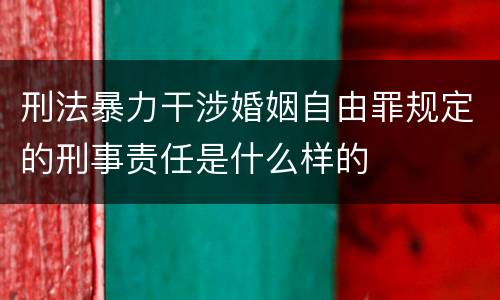 刑法暴力干涉婚姻自由罪规定的刑事责任是什么样的